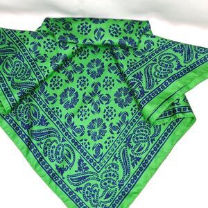Vintage Calcutta by Wesley Simpson Scarf Silk Floral Paisley Green Blue 31" sq